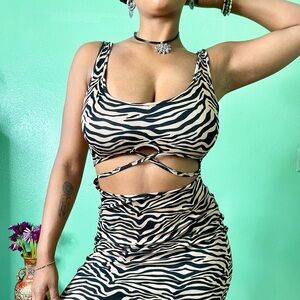 Justify Maxi Dress Ribbed Zebra Print Women's size Medium